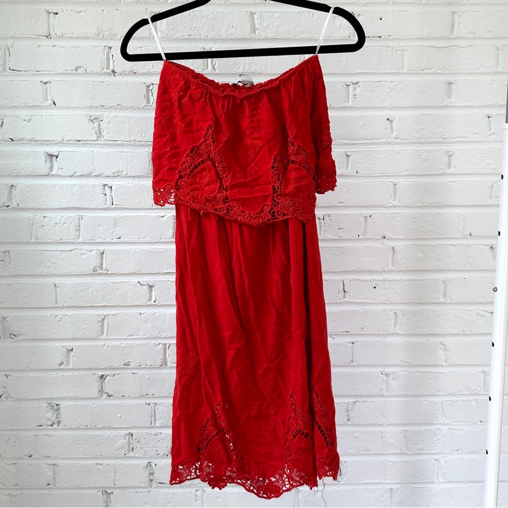 Forever 21 Red Strapless Summer Dress - XS